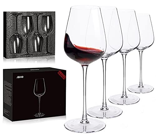 JBHO Italian Style Crystal Bordeaux Wine Glasses - Premium Lead-Free Set of 4