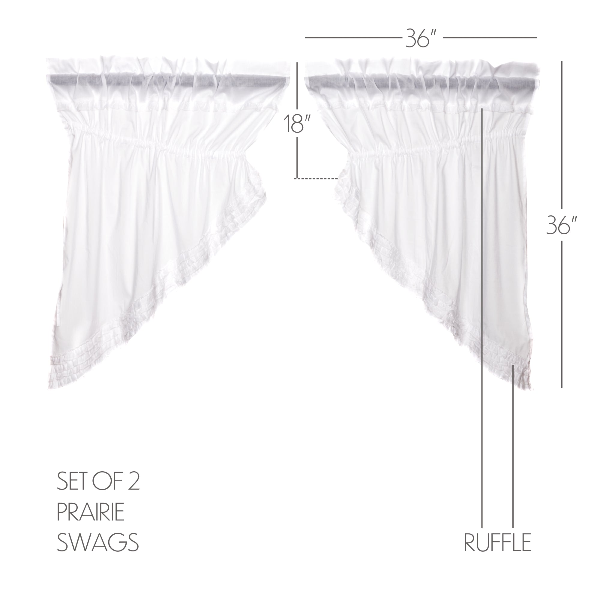 Elegant White Ruffled Sheer Swag Curtains for Rustic Charm