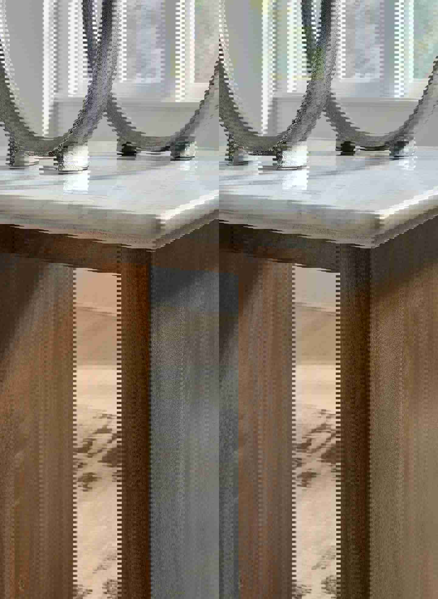 Elegant Mango Wood and Marble End Table