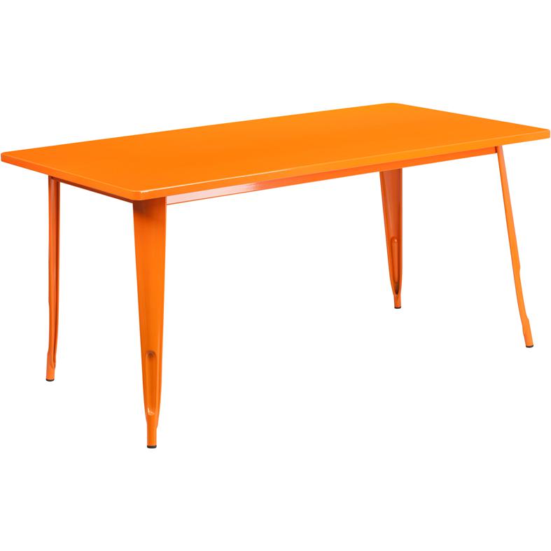 Durable Orange Metal Outdoor- Indoor Rectangular Table