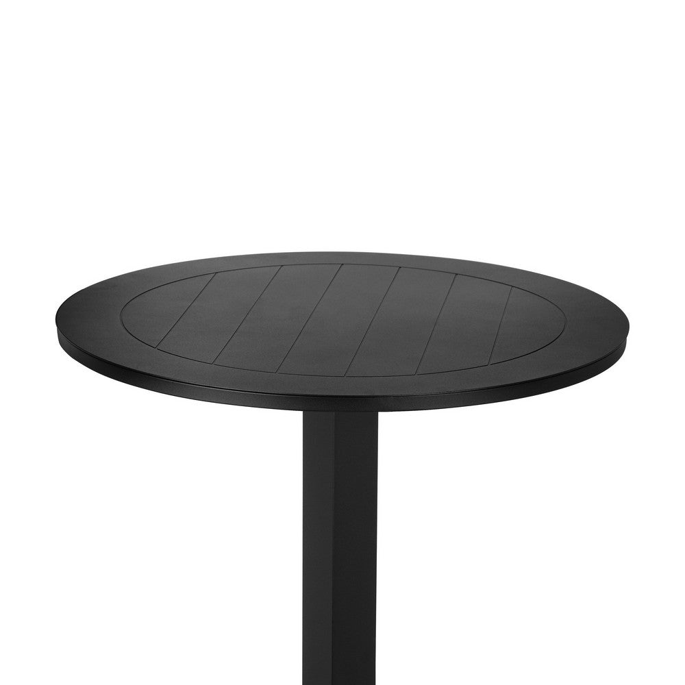 Keli 43 Inch Outdoor Folding Bar Table, Black Aluminum