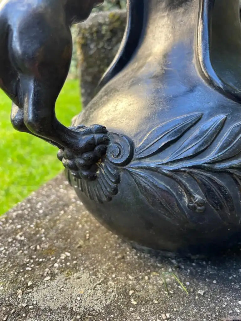19th Century Italian Grand Tour Bronze Panther Handled Askos