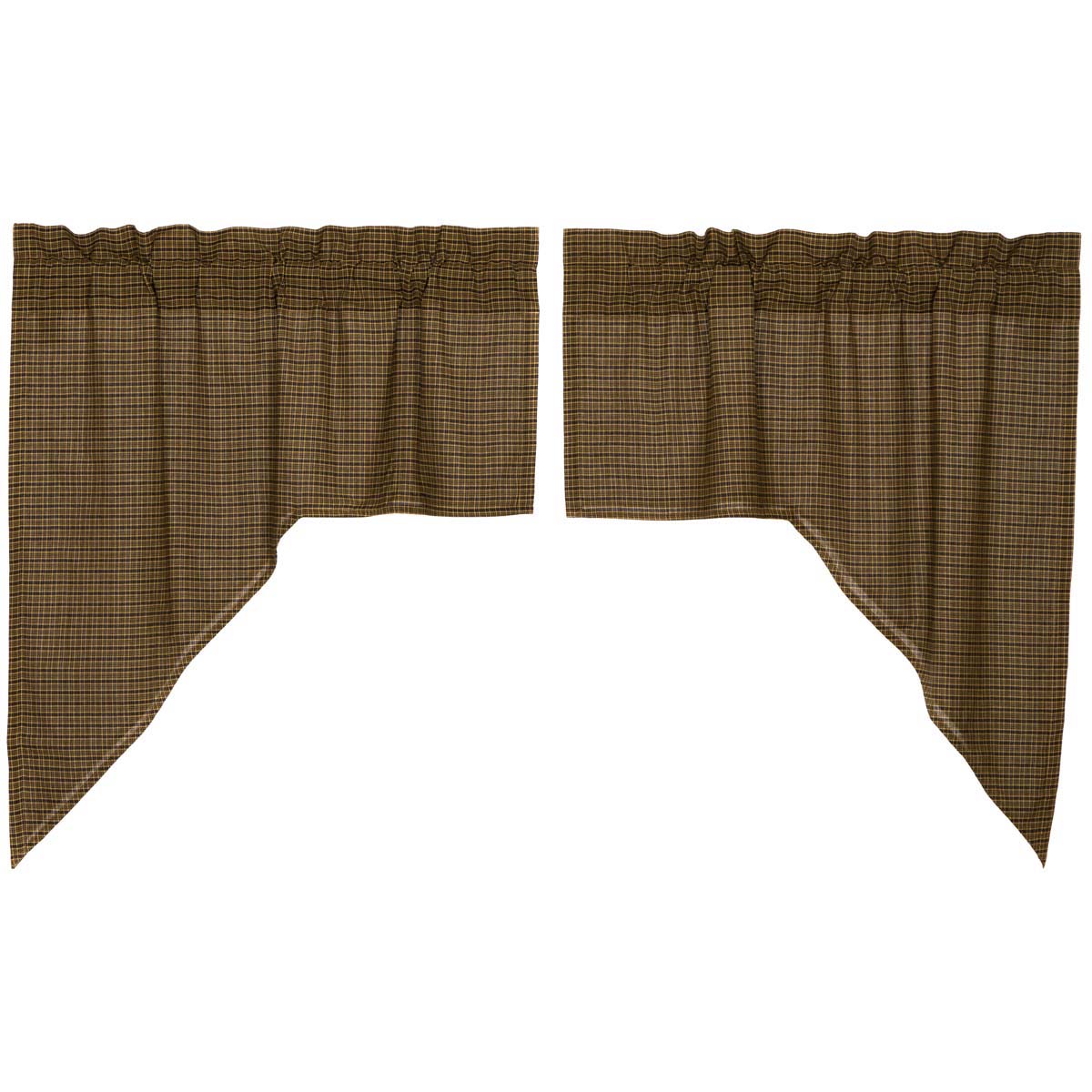 Elegant Country-Style Window Swag Set with Plaid Pattern