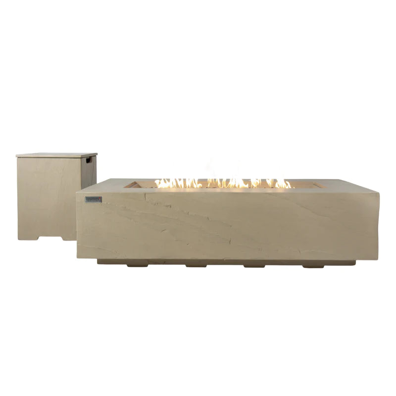 Elementi Plus Colorado Rectangular Concrete Fire Pit Table - Modern Outdoor Heating