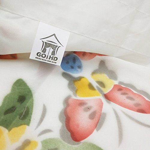 GOHD - Hand-Airbrushed 3pcs Kitchen Curtain Set with Flying Butterfly Design
