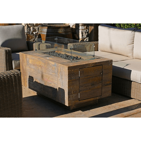 Elegant Wood Grain Concrete Fire Pit with Cover