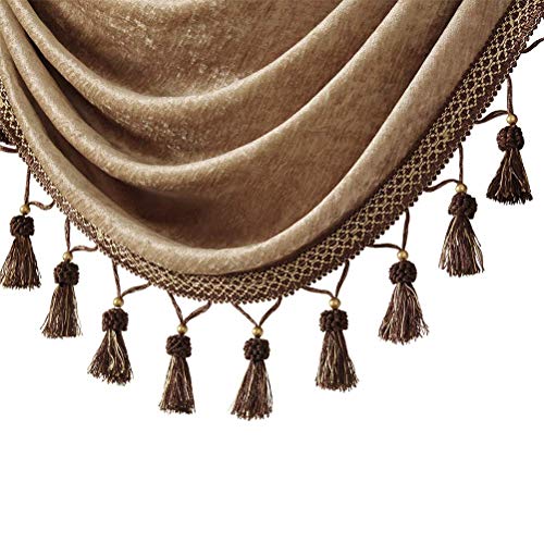 ELKCA Luxurious Double-Sided Chenille Swag Valance for Windows