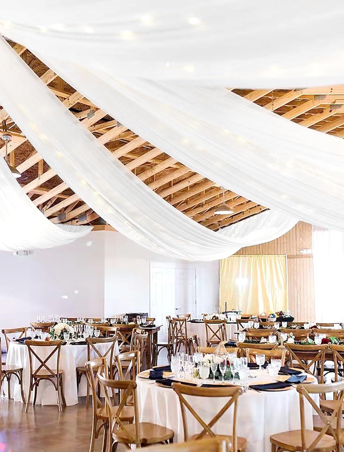 Elegant White Chiffon Wedding Ceiling Drapes