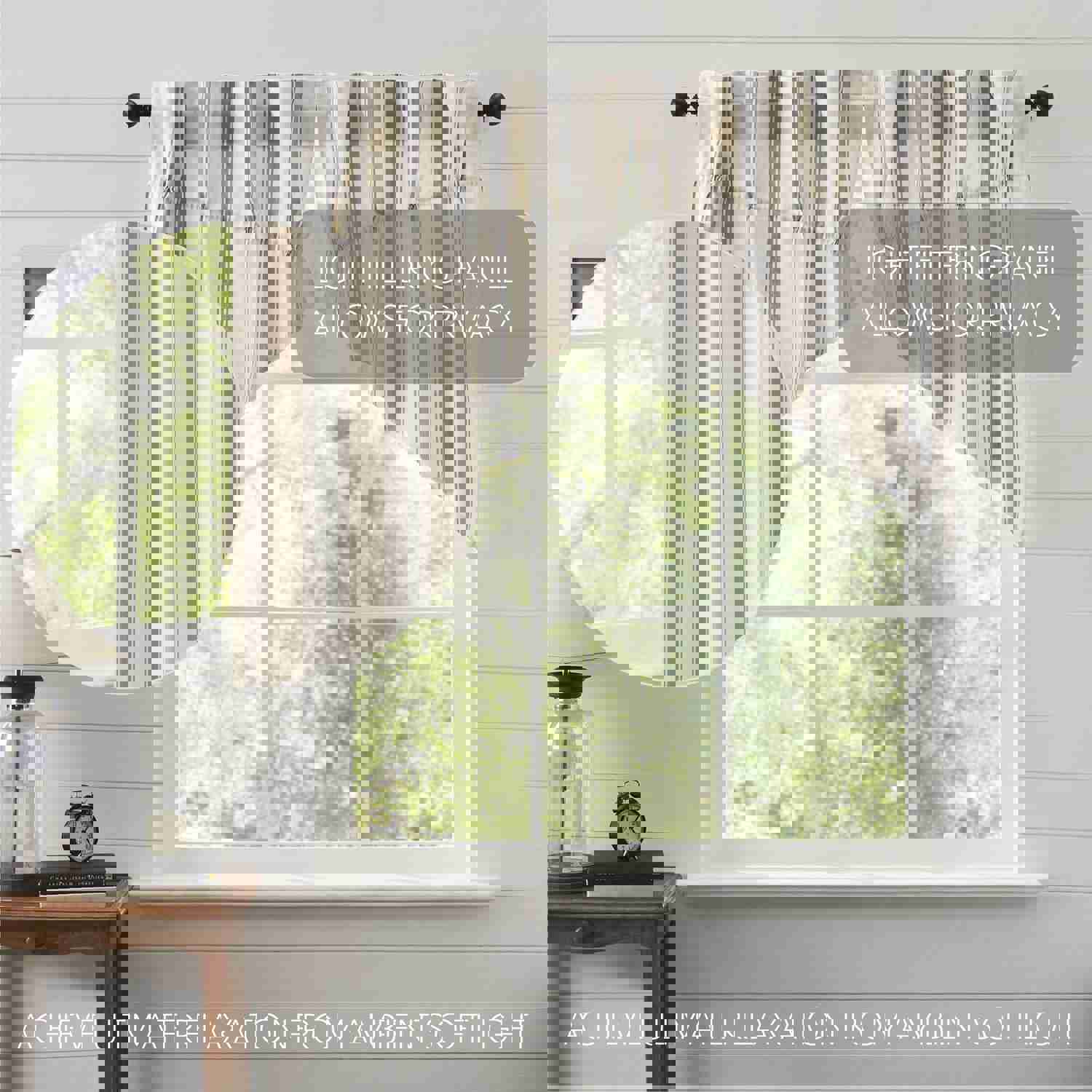 Elegant Prairie Swag Set with Striped Grain Sack Design