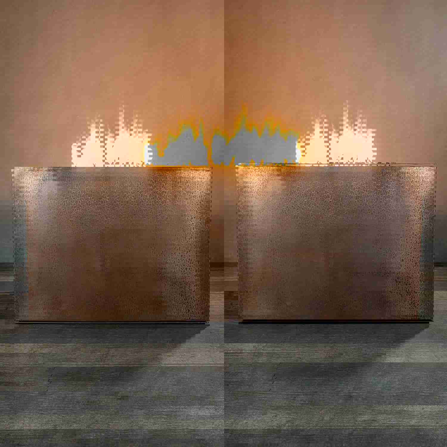 60 x 32 Moreno Copper Rectangle Gas Fire Pit with Hidden Propane Tank