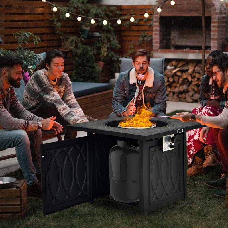 32" Outdoor Propane Fire Pit Table with 50,000 BTU, Lava Rocks & Waterproof Cover