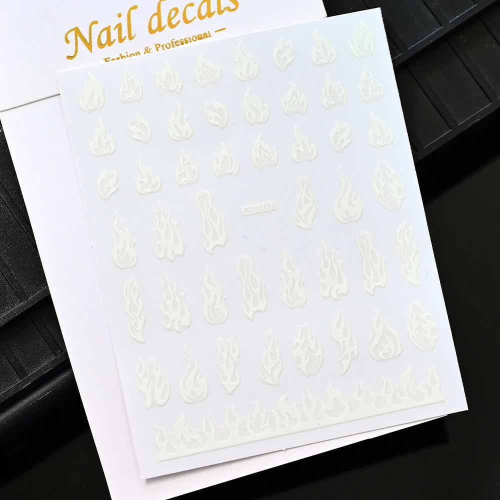 Elegant Daisy Flower Nail Art Stickers with Embossed Design