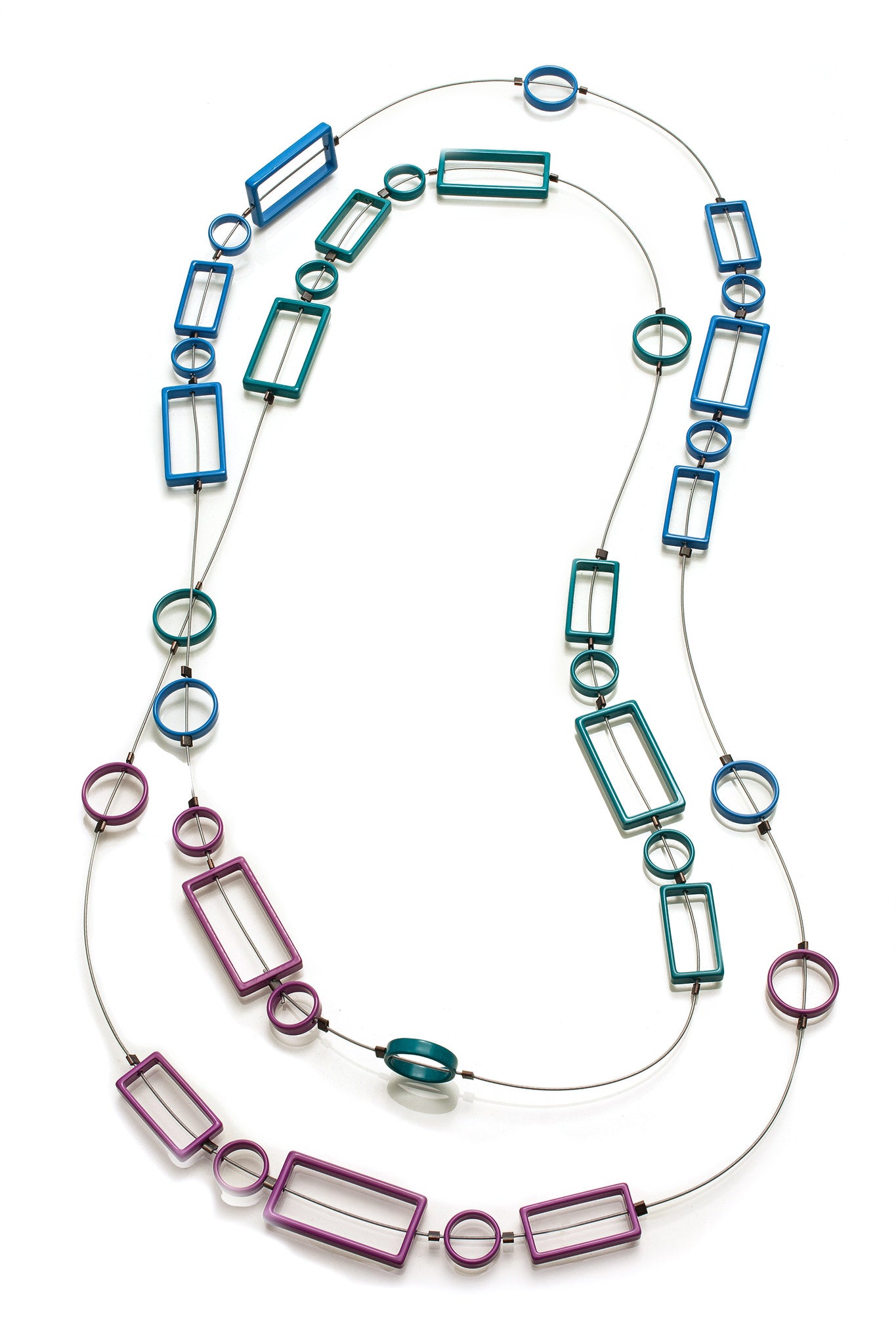 Stylish Brass Rectangle & Circle Beaded Necklace