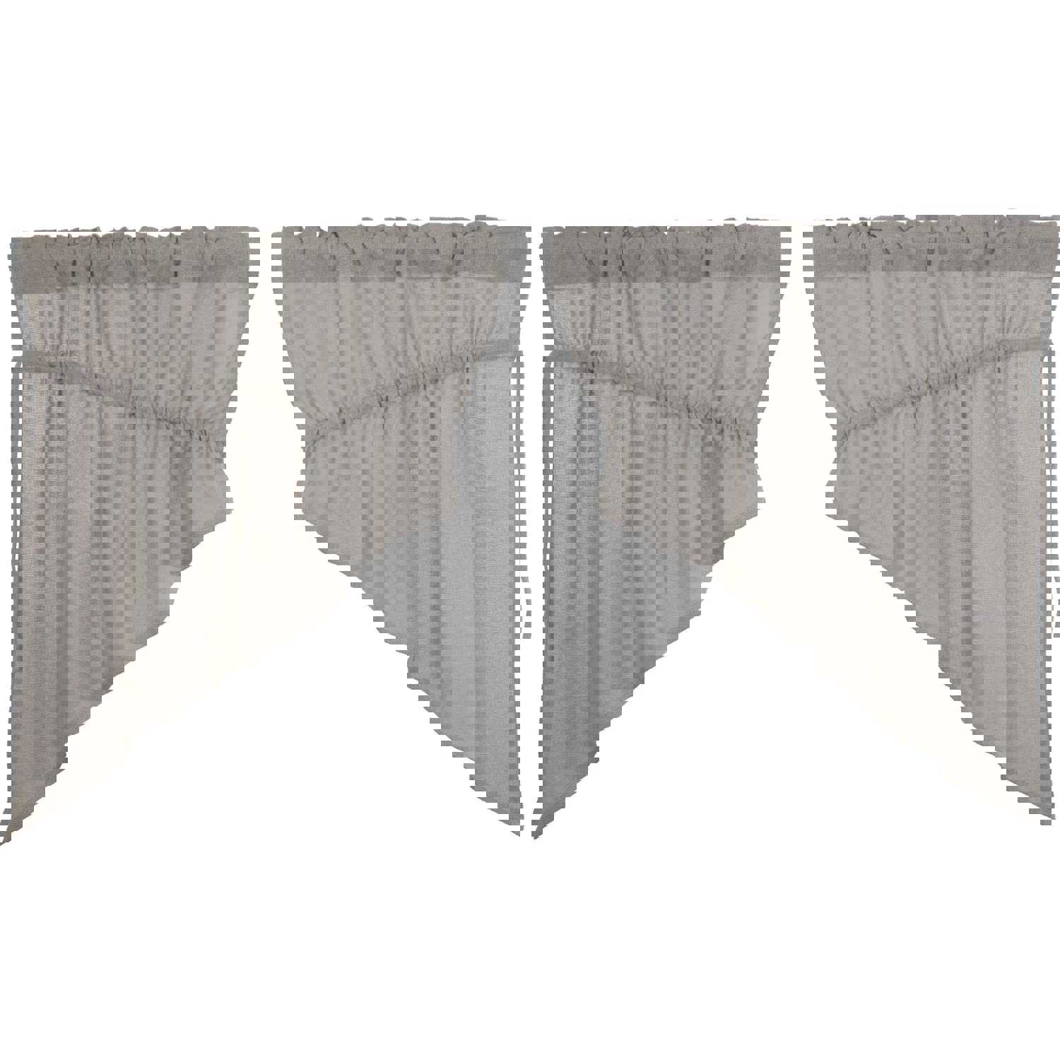 Dove Grey Burlap Prairie Swag Curtains Set
