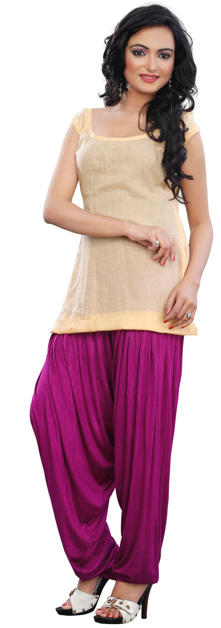 Women's Fashionable Patiala Pants in Dark Pink