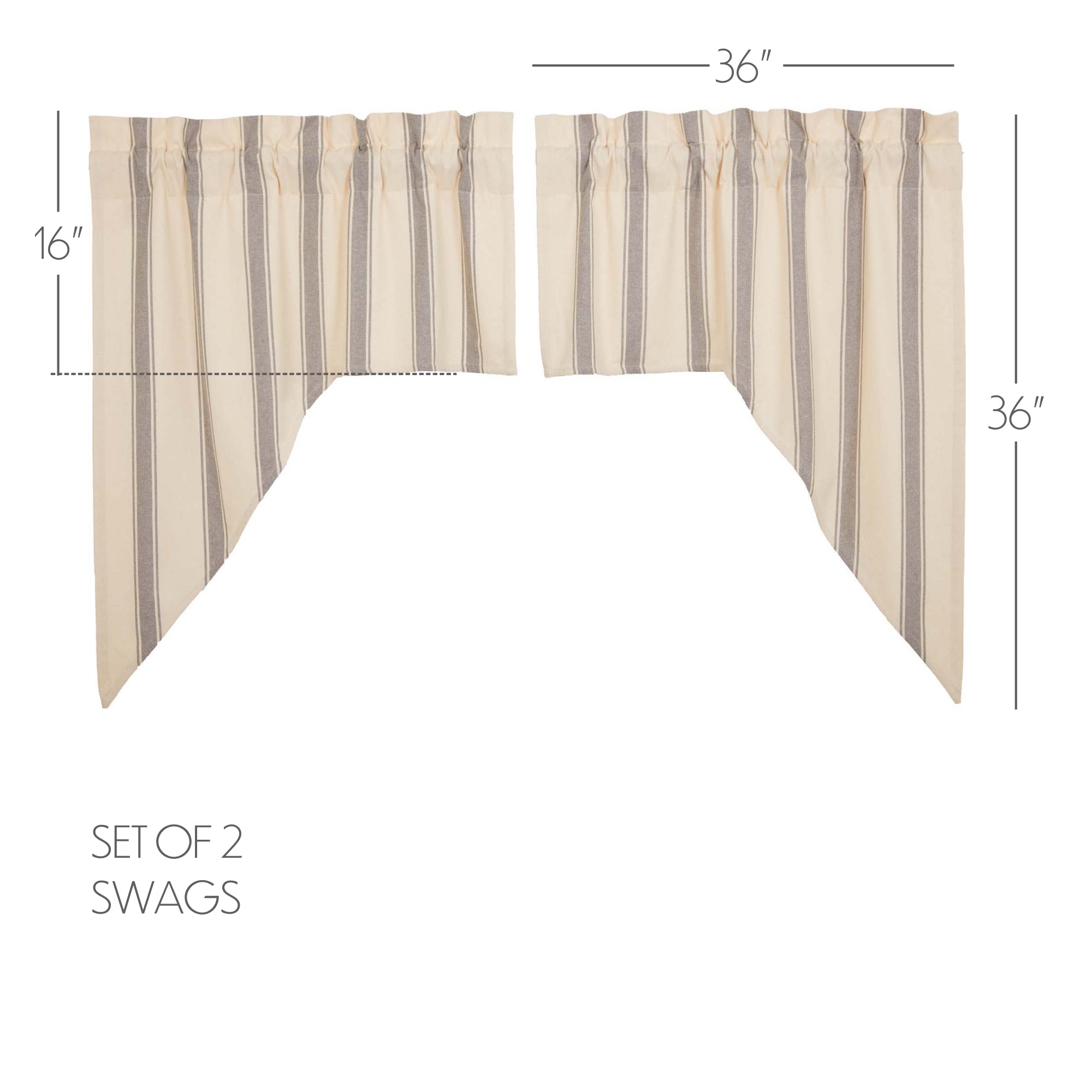 Elegant Prairie Swag Set with Striped Grain Sack Design