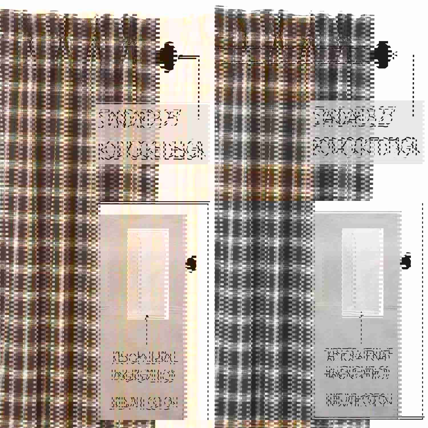 Elegant Rustic Window Swag Set with Traditional Plaid