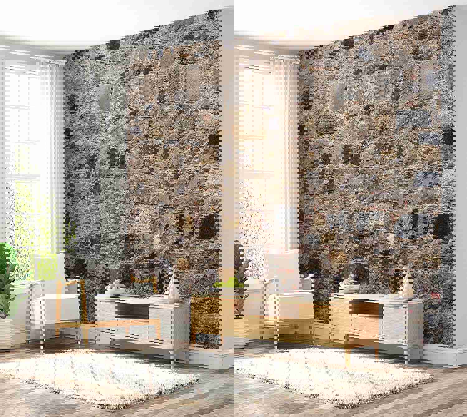 Elegant Old Stone Wall Peel & Stick Mural