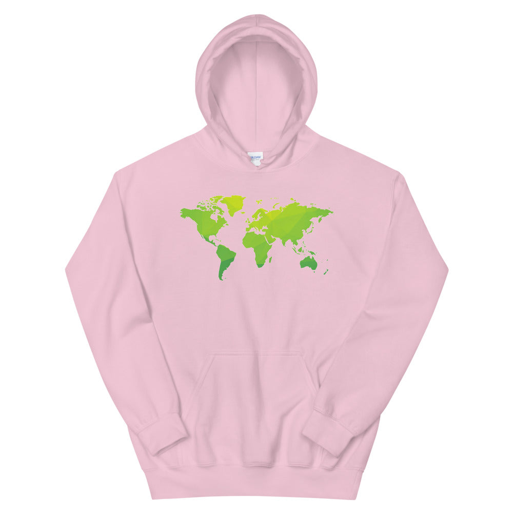 Cozy World Map-Printed Hoodie
