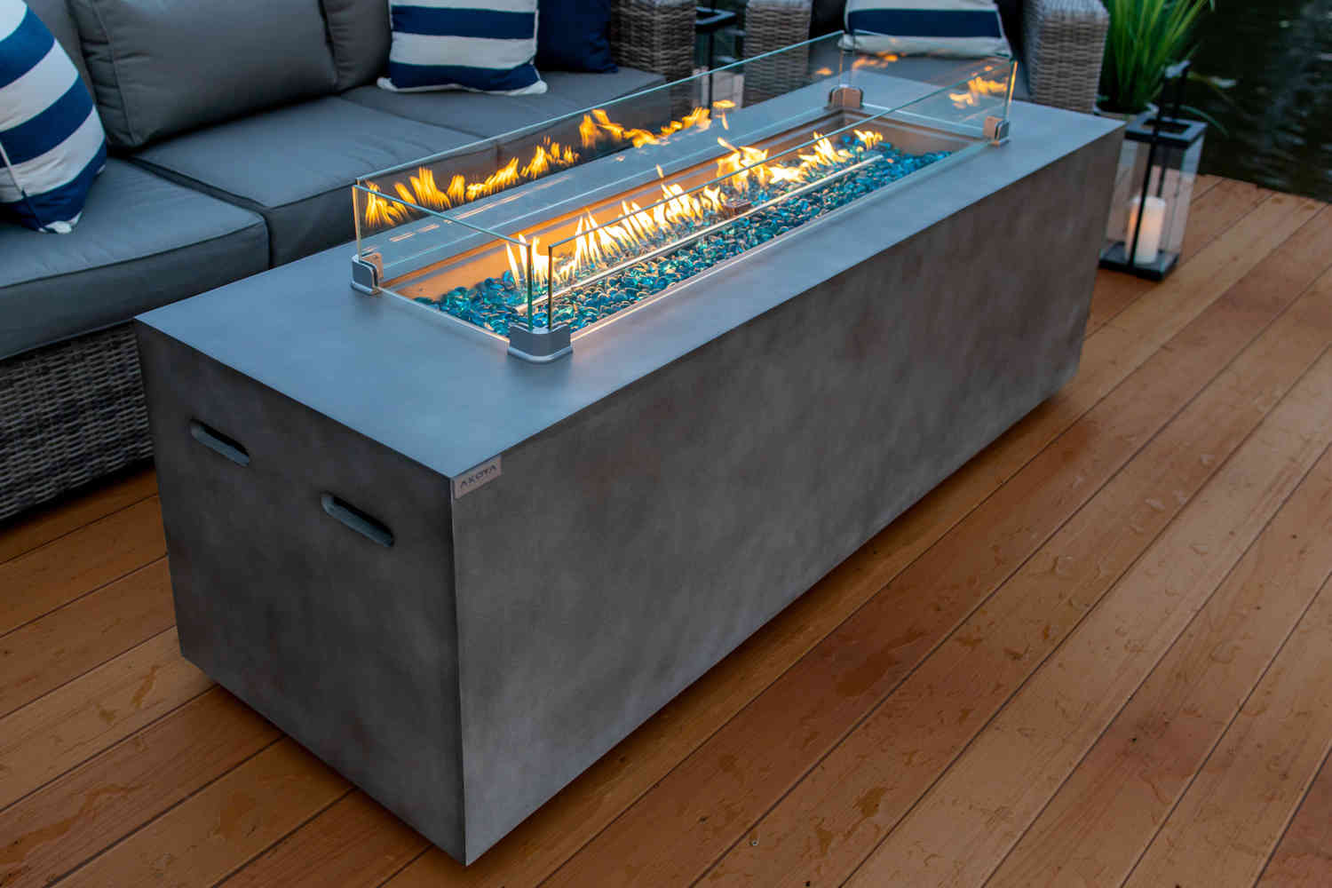 Elegant 70" Concrete Gray Outdoor Propane Fire Pit Table