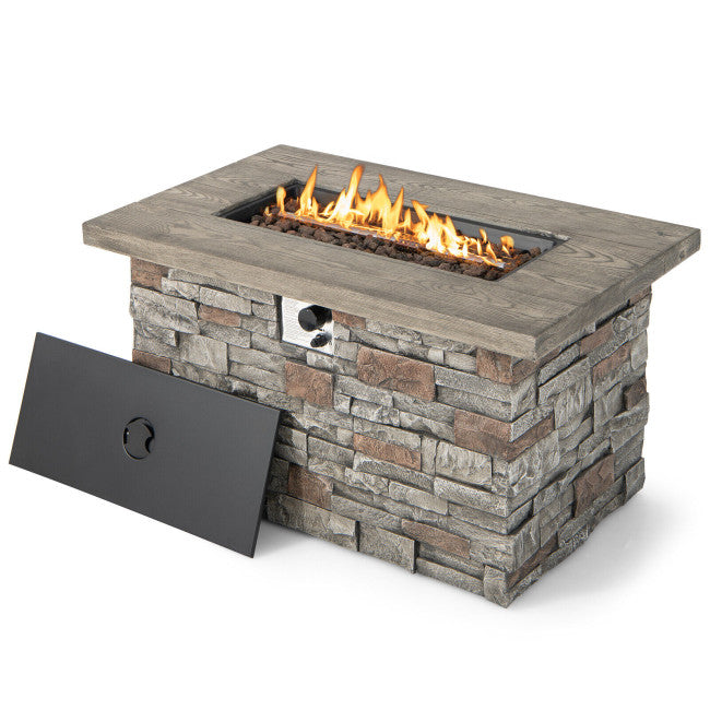 Durable Rectangle Propane Gas Fire Pit Table with 50,000 BTU Heating