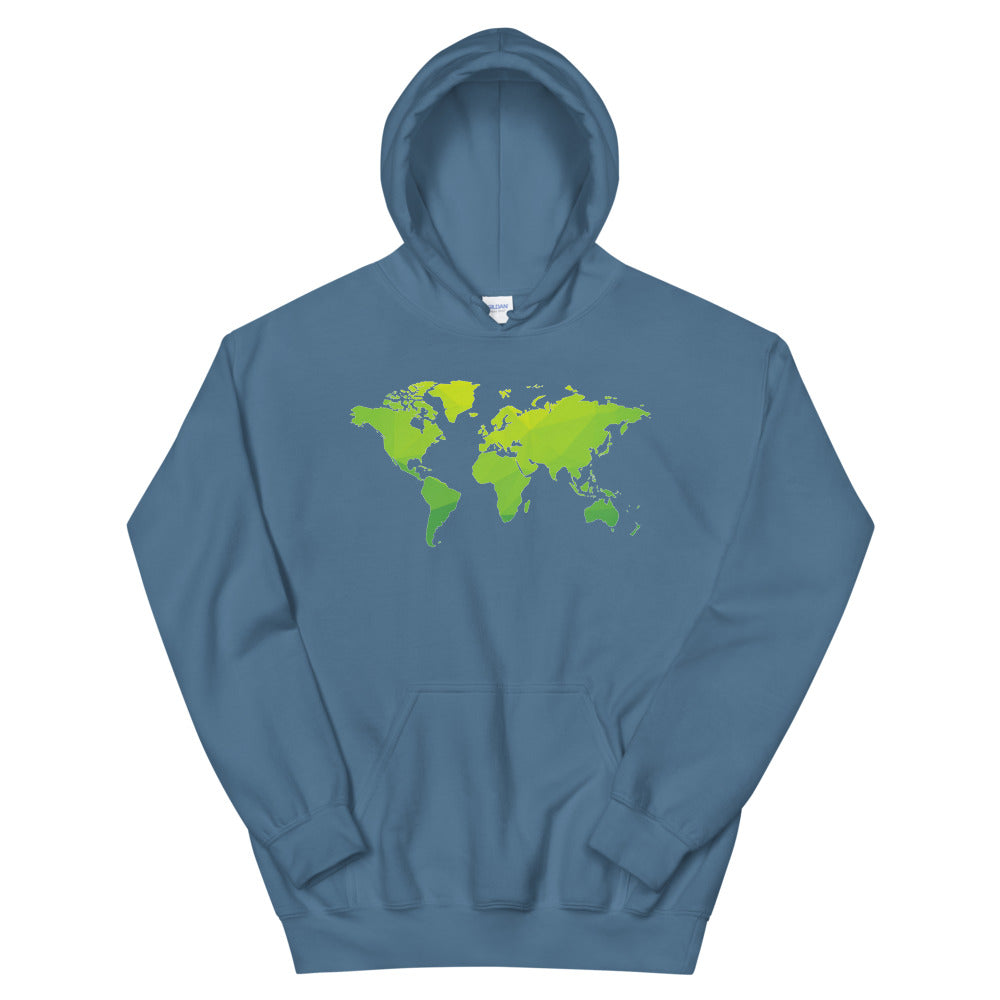Cozy World Map-Printed Hoodie