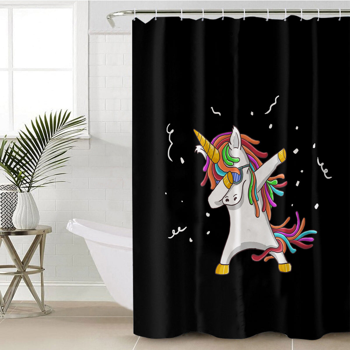 Chemistry-Themed Swag Dab Unicorn Shower Curtain