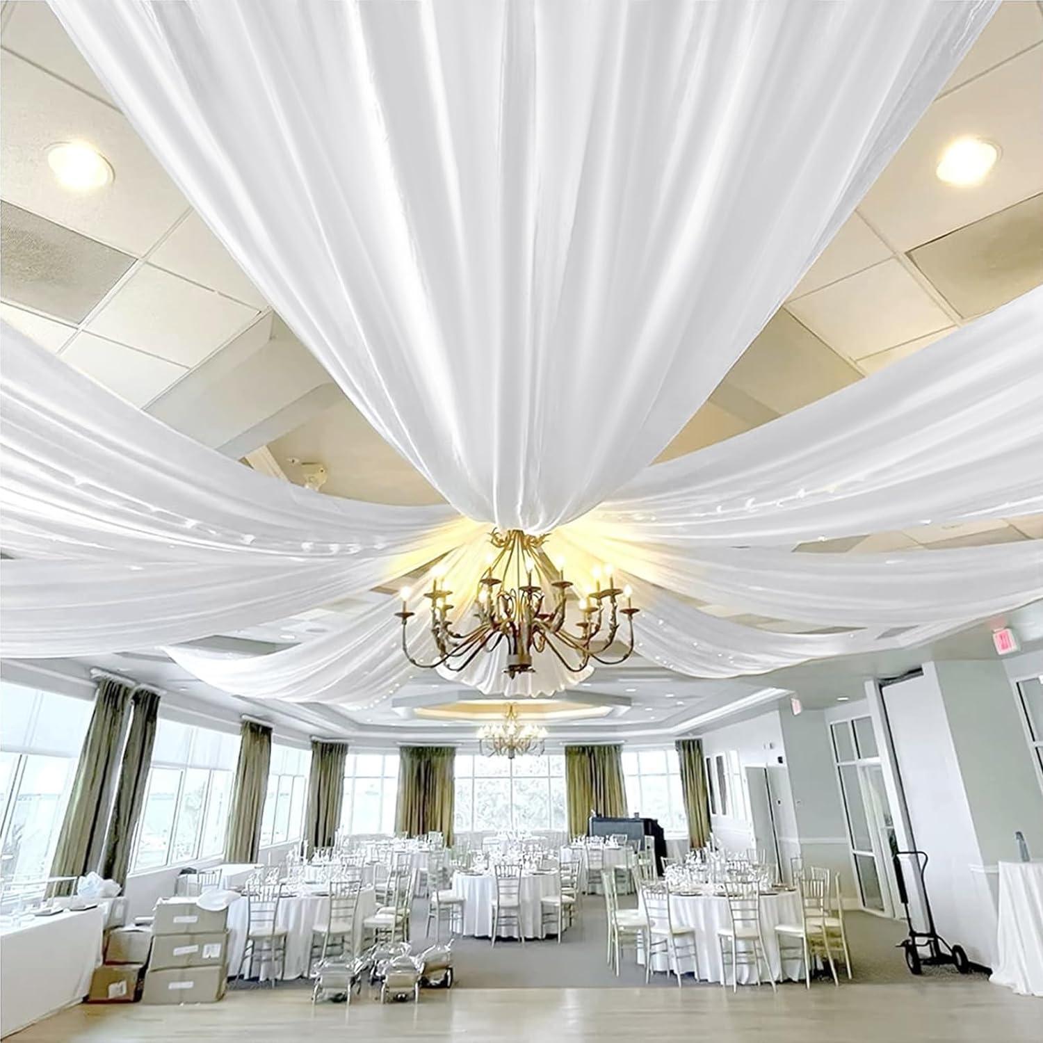 Elegant White Chiffon Wedding Ceiling Drapes