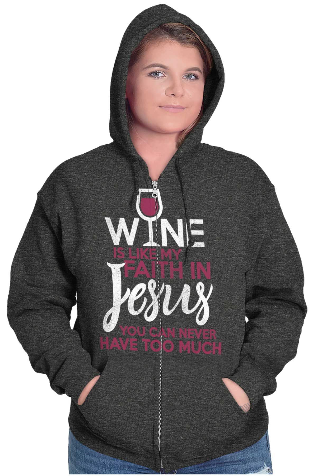 Faithful & Fun Wine Jesus Zip Hoodie