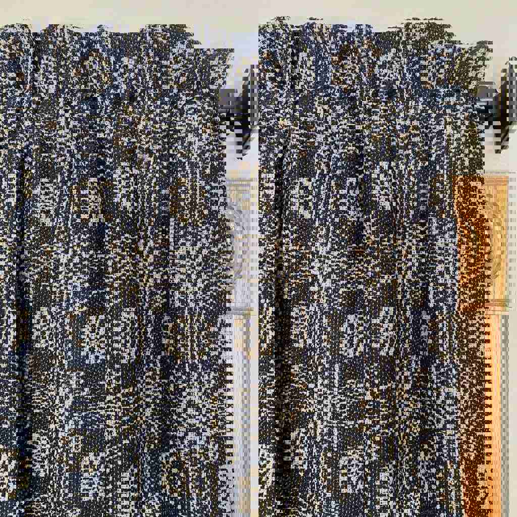 Gettysburg Black and Tan Woven Long Swag Curtains Set