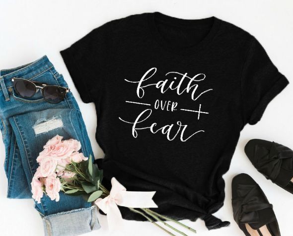 Faith Over Fear Women's Milk Fiber Casual T-Shirt
