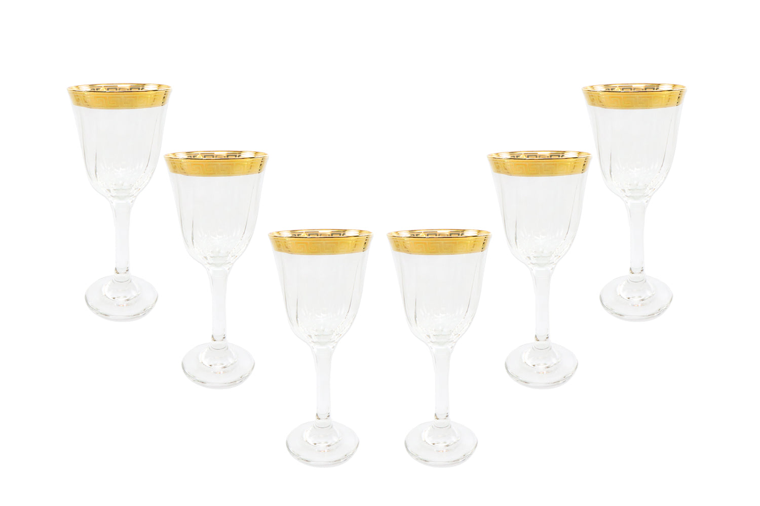 Elegant 24K Gold Rimmed Crystal Wine Goblets, Vintage Elegance
