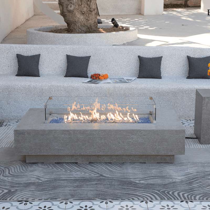 Elementi Plus Riviera Rectangular Concrete Fire Pit Table