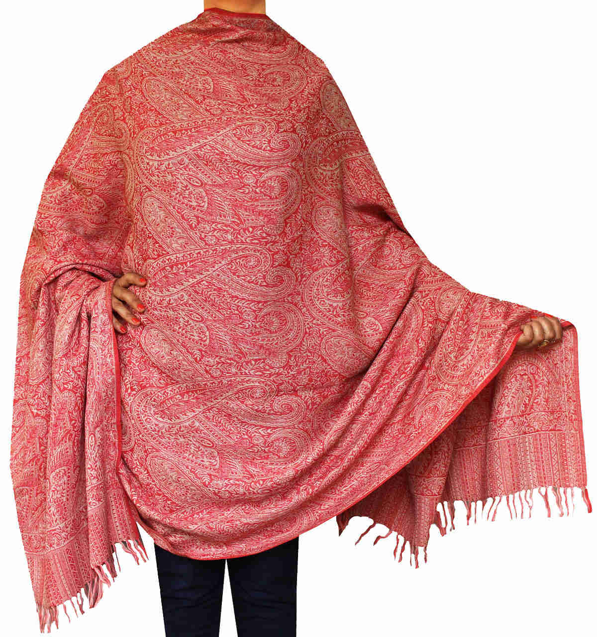 Elegant Handwoven Wool Paisley Shawl for Women