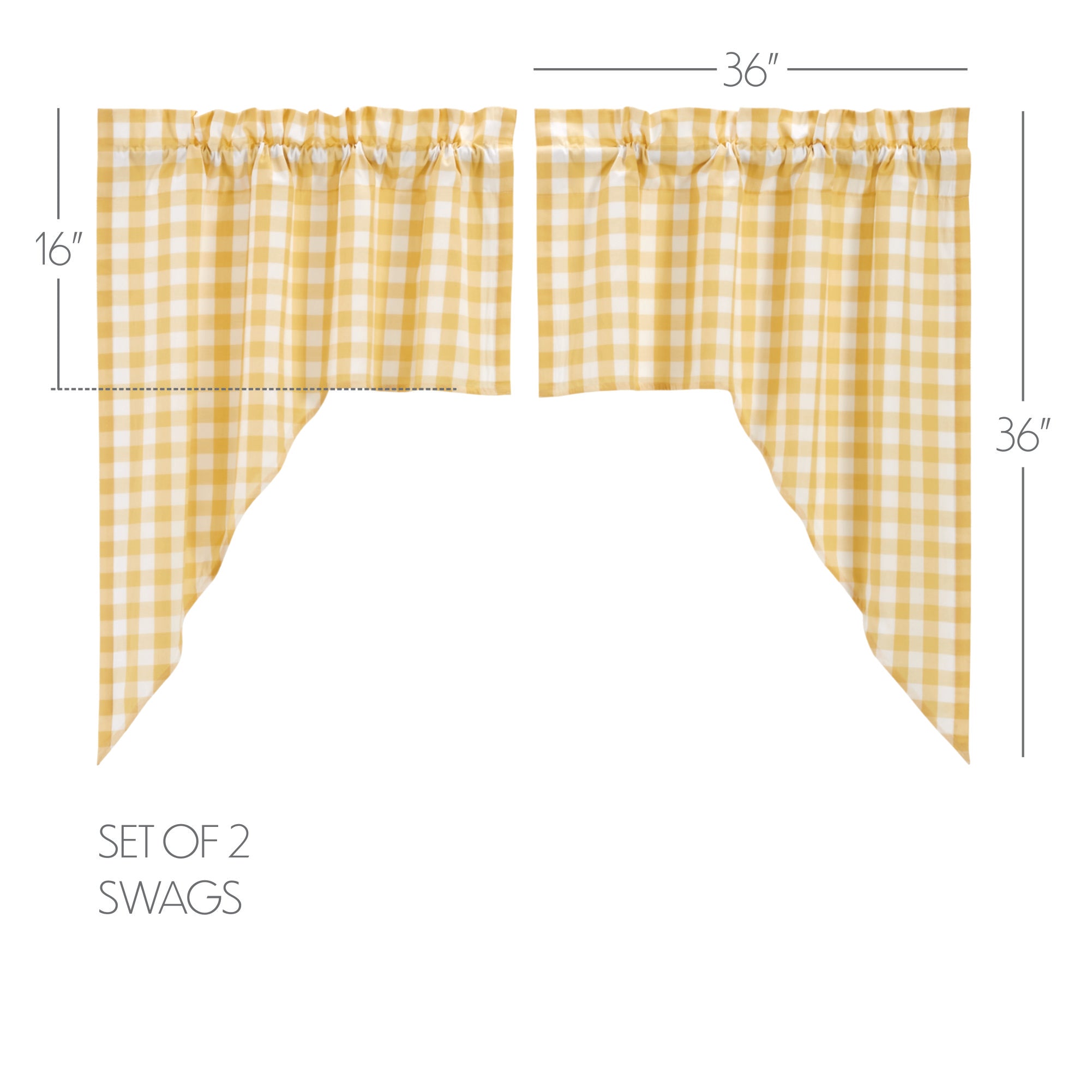 Annie Buffalo Check Swag Curtains, Set of 2, 36x36
