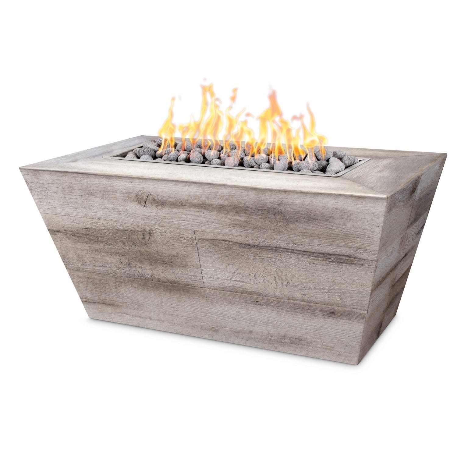 The Outdoor Plus Plymouth Rectangle 24" Woodgrain Concrete Fire Pit with Cover