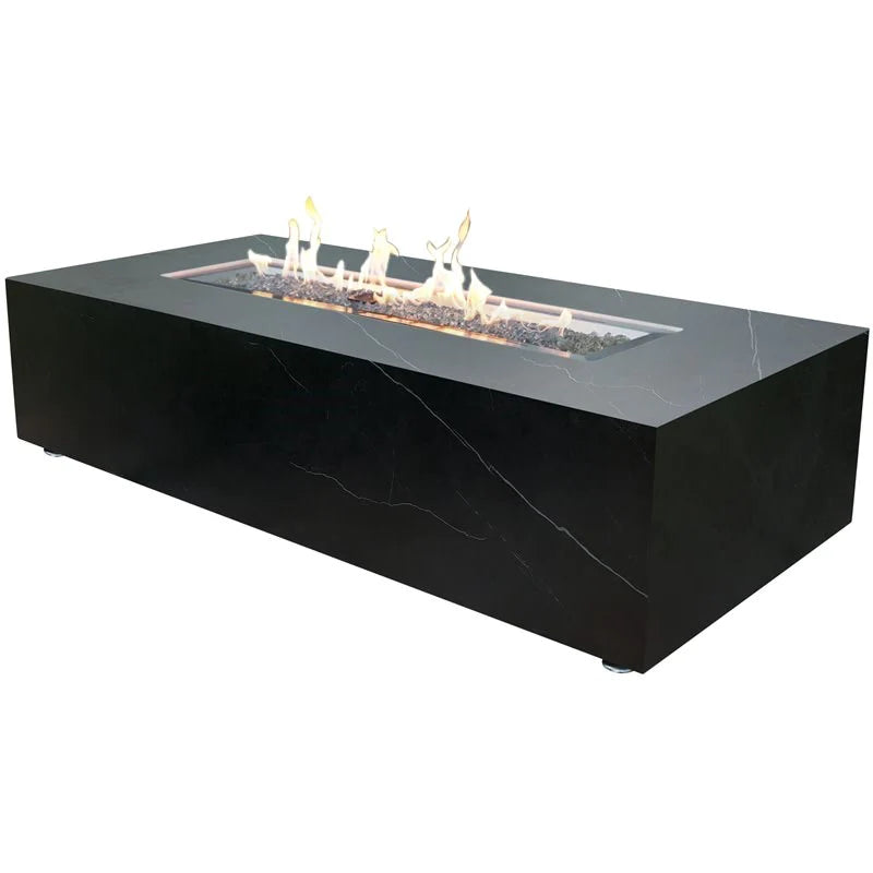 Elementi Plus Varna Rectangular Marble Fire Pit Table - OFP121BB