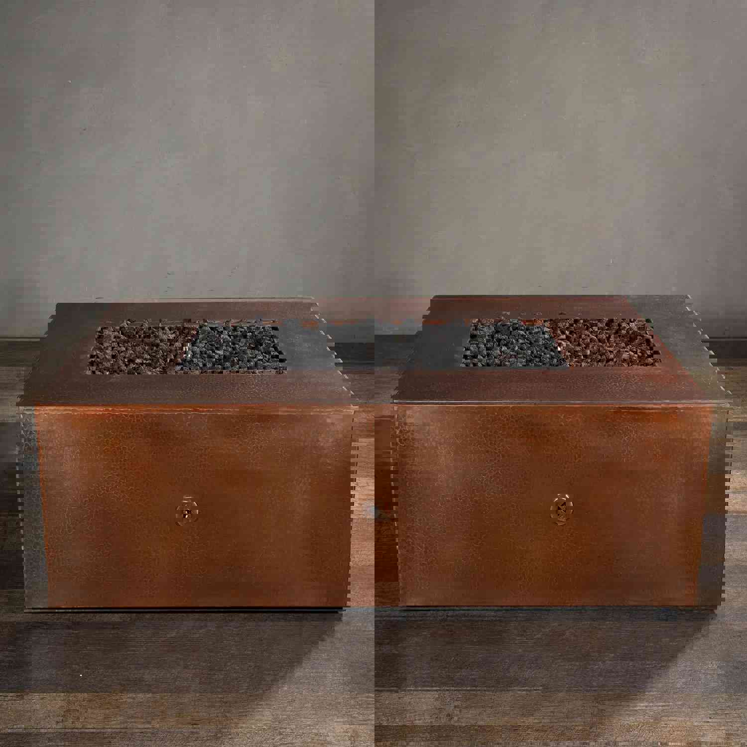 48 x 32 Moreno Gravity Rectangle Copper Gas Fire Pit - Luxurious Outdoor Heating