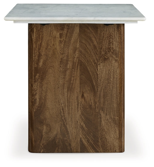 Elegant Mango Wood and Marble End Table