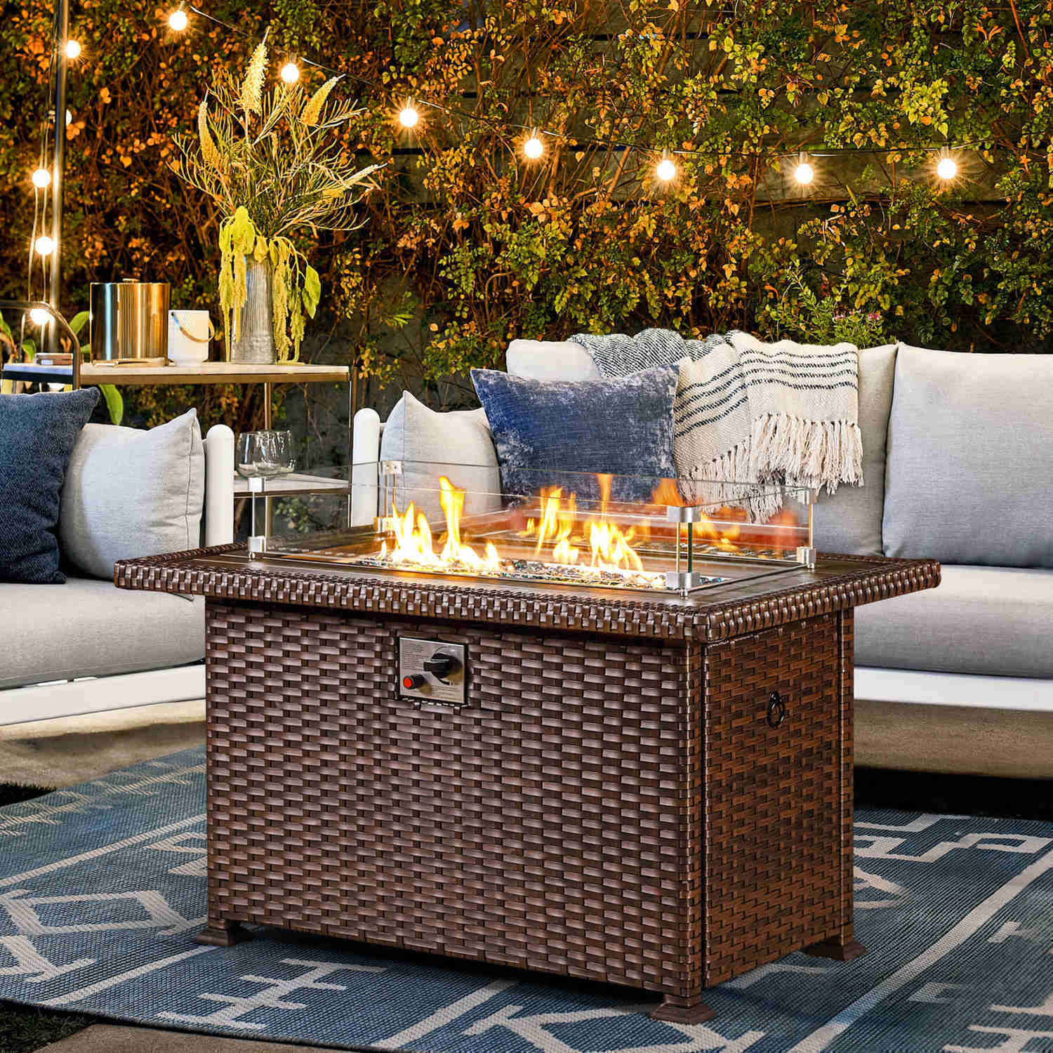 44" Eco-Friendly Outdoor Propane Gas Fire Pit Table with Auto-Ignition