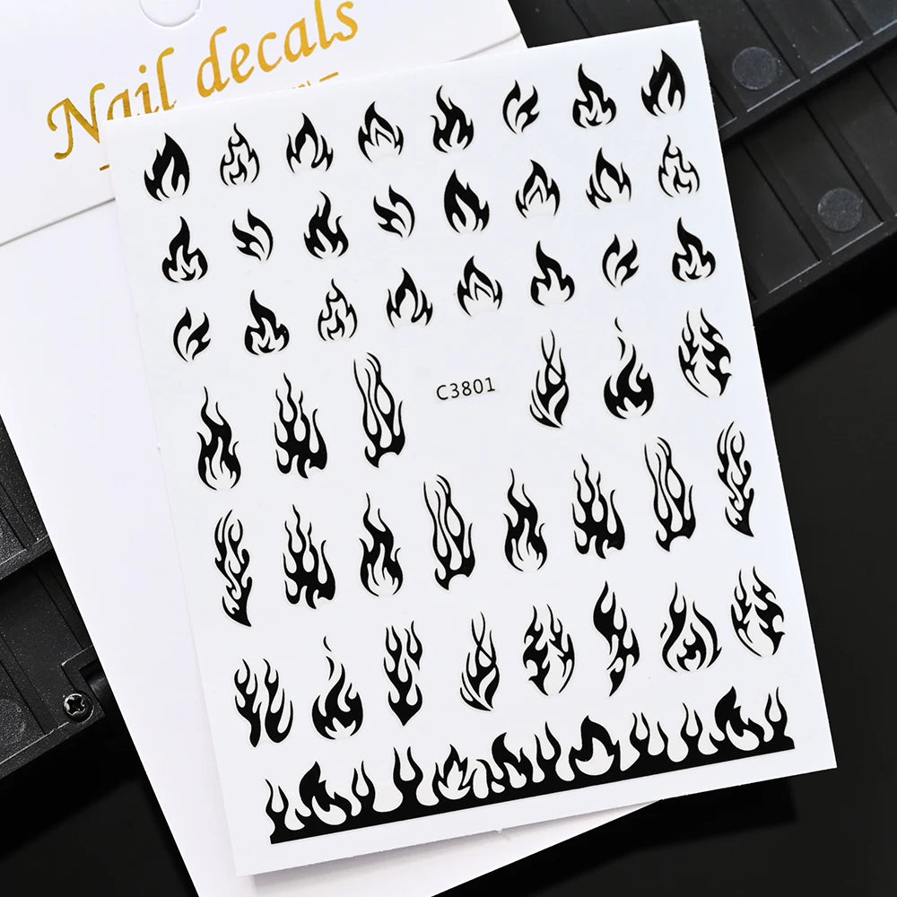 Elegant Daisy Flower Nail Art Stickers with Embossed Design