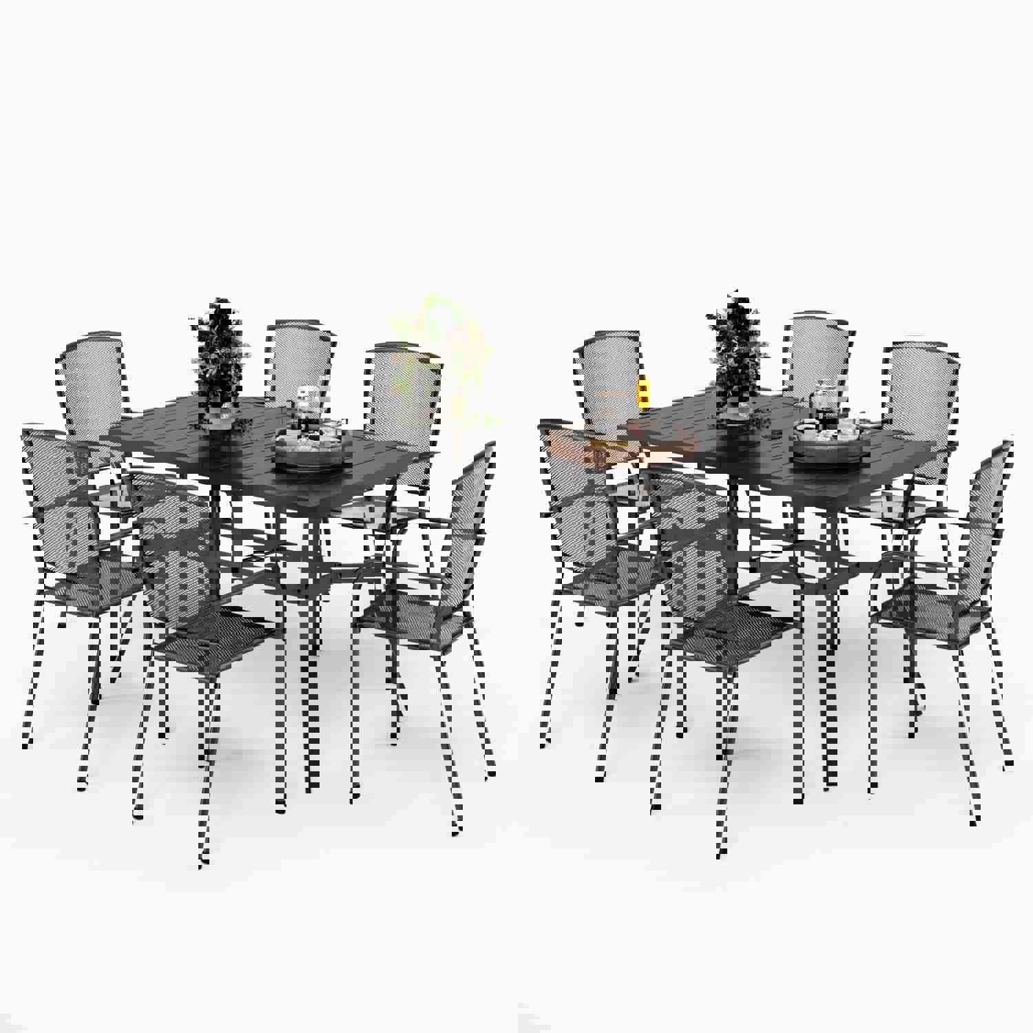 Phi Villa 7-Piece Outdoor Dining Set with Metal Steel Chairs and Rectangle Table