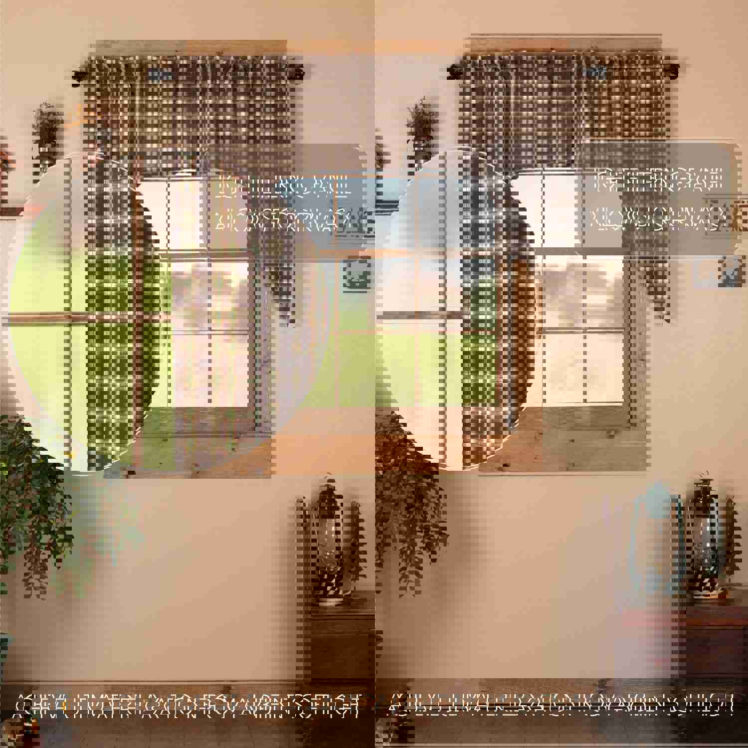 Elegant Rustic Window Swag Set with Traditional Plaid