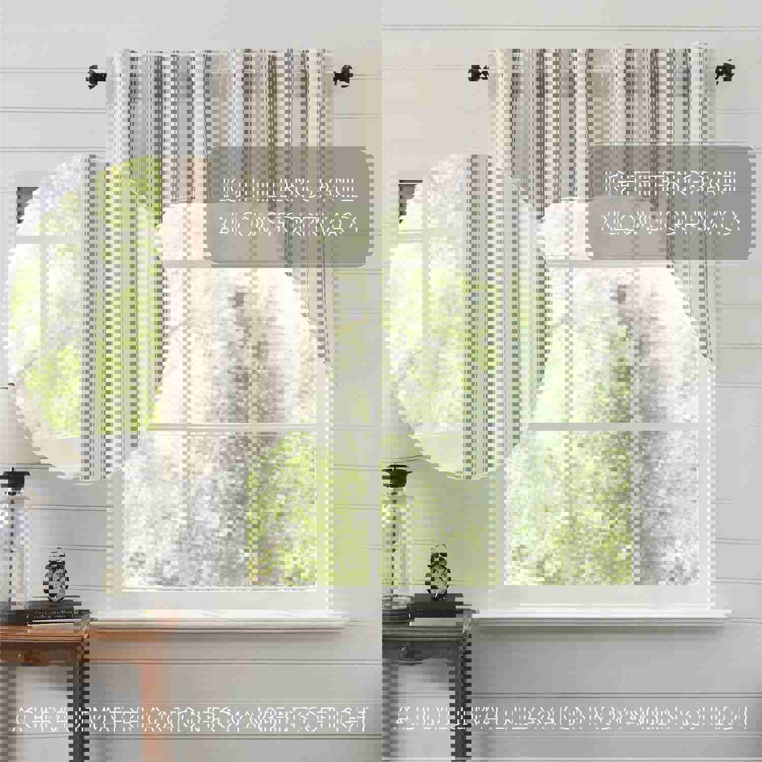 Elegant Prairie Swag Set with Striped Grain Sack Design