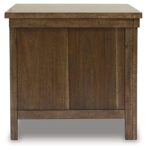 Elegant Acacia Wood End Table with Tobacco Brown Finish