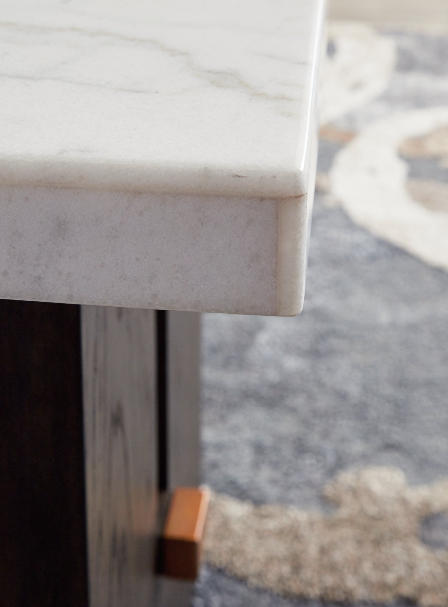 Stylish Burkhaus Rectangular End Table with Natural Marble Top
