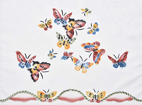 GOHD - Hand-Airbrushed 3pcs Kitchen Curtain Set with Flying Butterfly Design