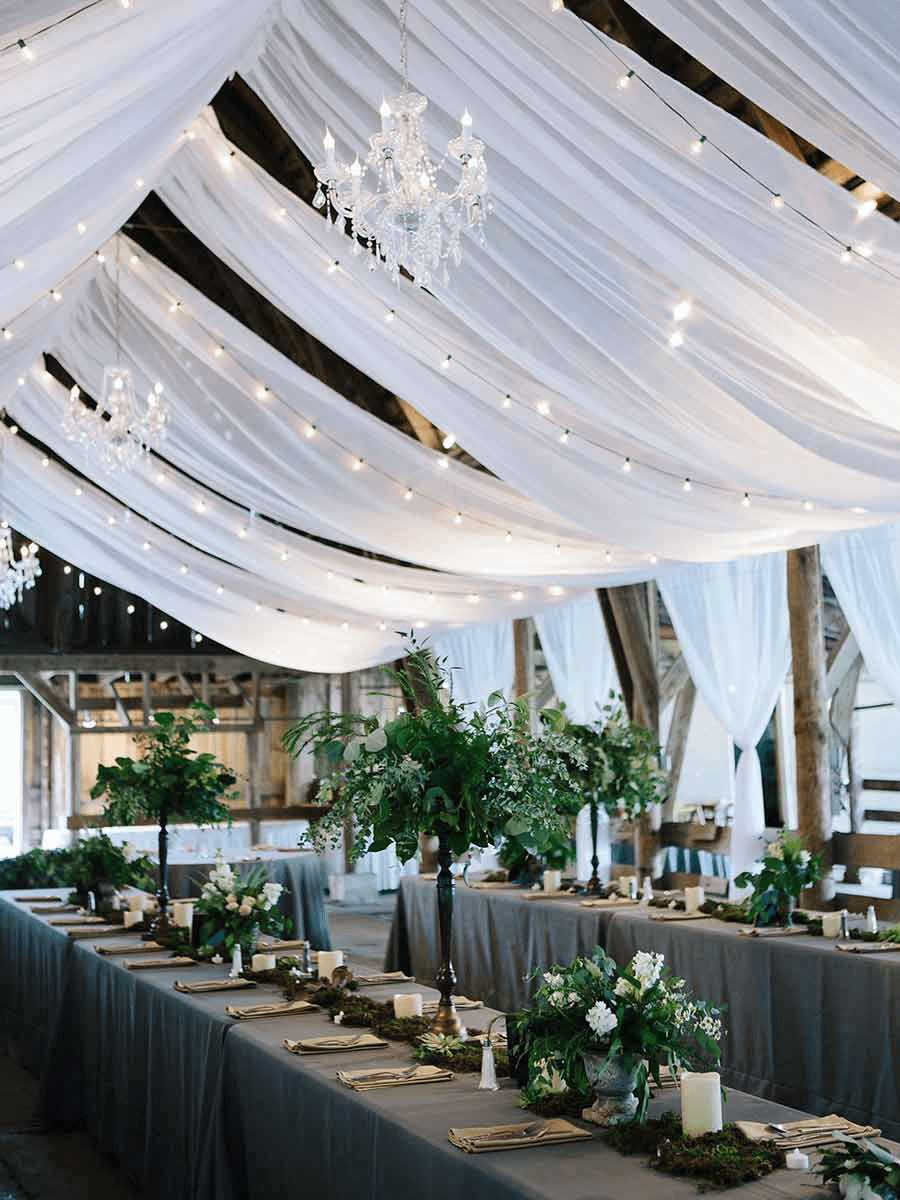 Elegant White Chiffon Wedding Ceiling Drapes