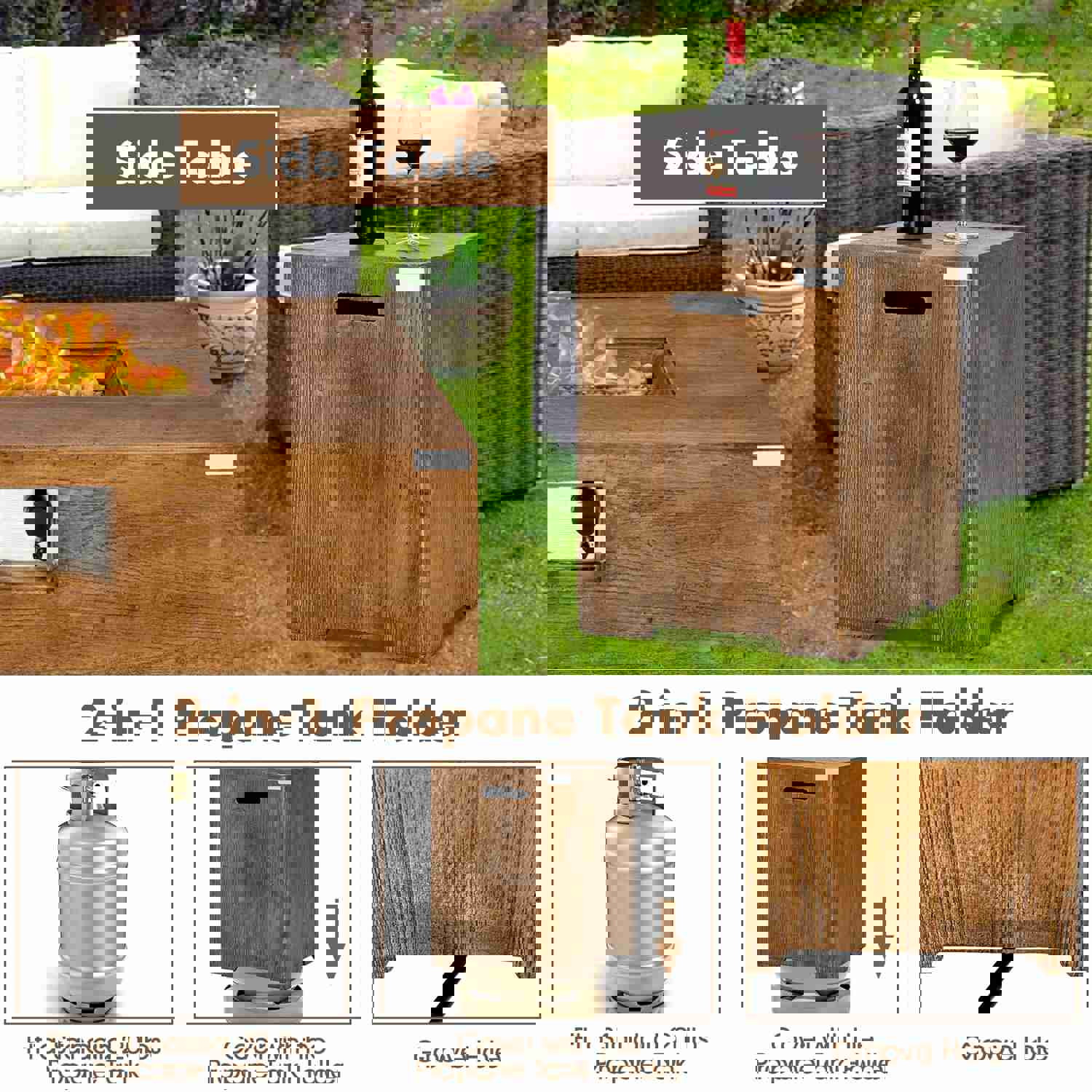 Tangkula Outdoor Propane Fire Pit Table Set with 50,000 BTU Heat Output