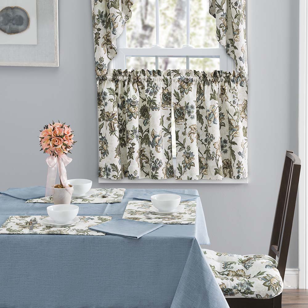 Ellis Curtain Madison Floral Design Tailored Swag 56x36